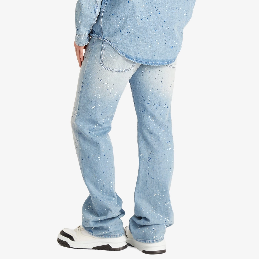 Off White Men's Paint Denim Relaxed Jeans Navy Blue